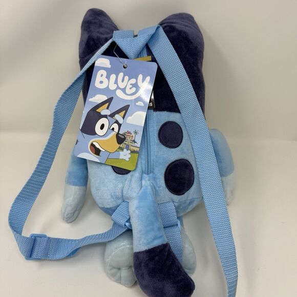 Bluey Plush Stuffed Backpack 16", Blue Soft Zipper Back Adjustable Straps New - Picture 3 of 5